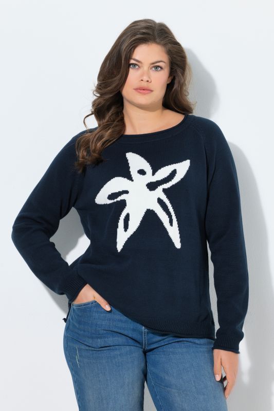 Pull en maille avec étoiles de mer, manches raglan