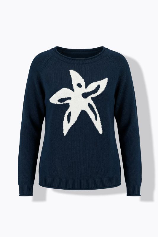 Pull en maille avec étoiles de mer, manches raglan