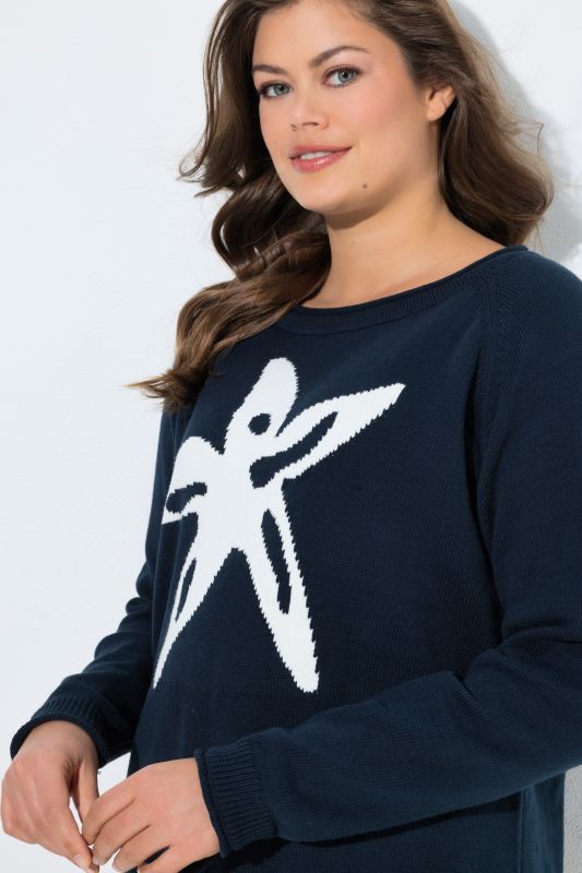 Pull en maille avec étoiles de mer, manches raglan