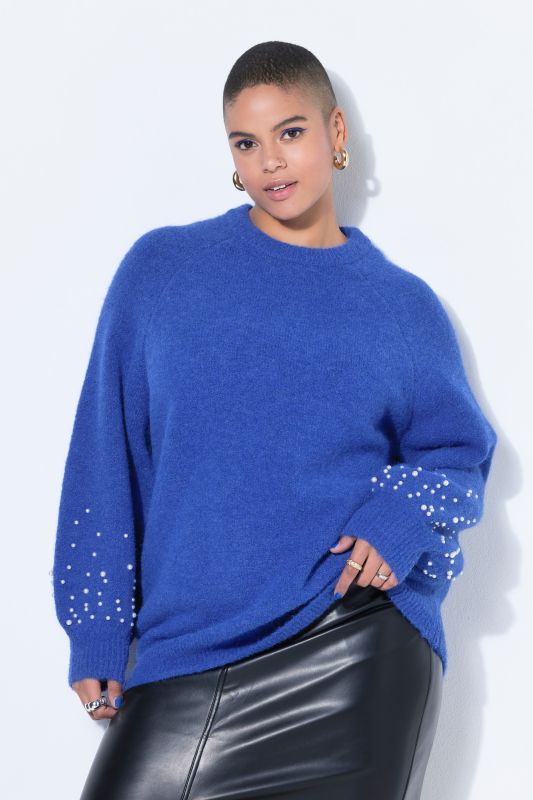 Pull classique à manches ballon et perles fantaisie