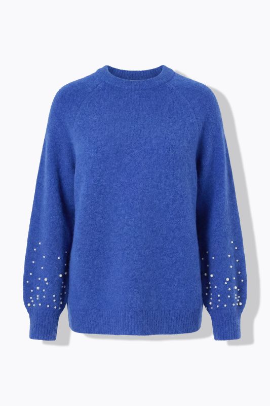 Pull classique à manches ballon et perles fantaisie