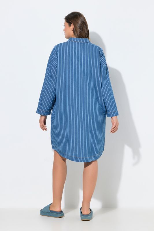 Robe rayée en denim, manches longues