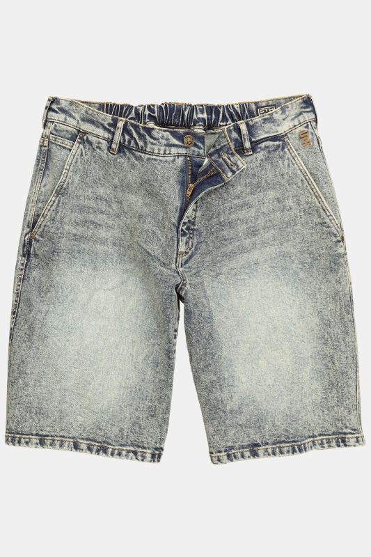 Bermuda STHUGE en dirty denim, 5 poches, coupe Baggy Fit ultra-large - jusqu'à la taille 74