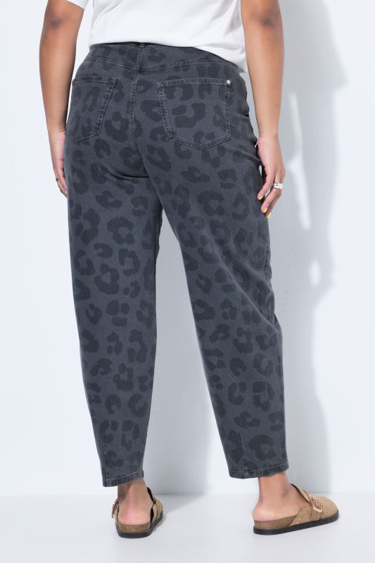 Jean ballon large à taille haute et motif léopard