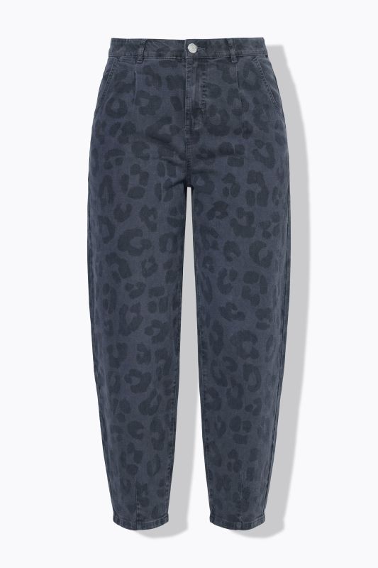 Jean ballon large à taille haute et motif léopard