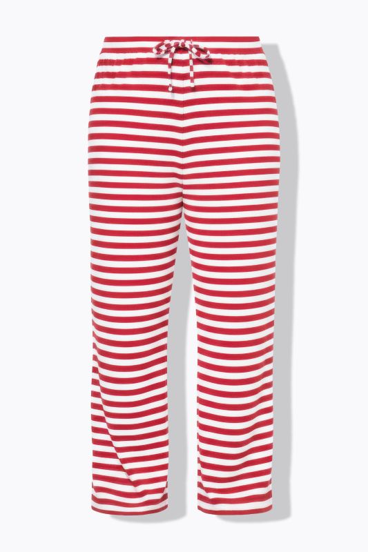 Pantalon large à rayures, taille mi-haute, en jersey côtelé