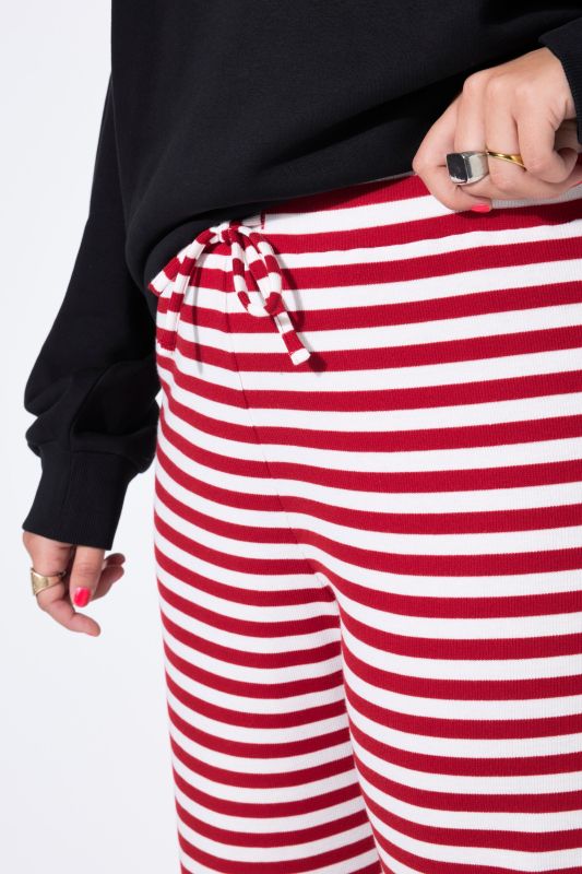 Pantalon large à rayures, taille mi-haute, en jersey côtelé