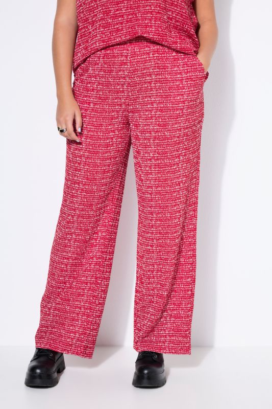 Pantalon large à taille élastique, tissu texturé