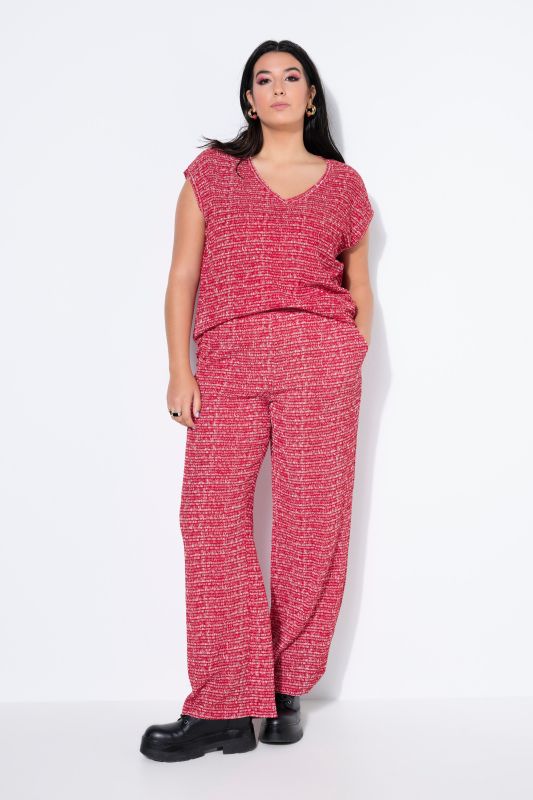 Pantalon large à taille élastique, tissu texturé