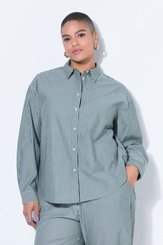 Chemisier oversize à rayures, patch