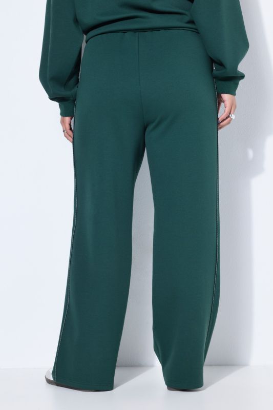 Jogging large à taille haute et passepoil