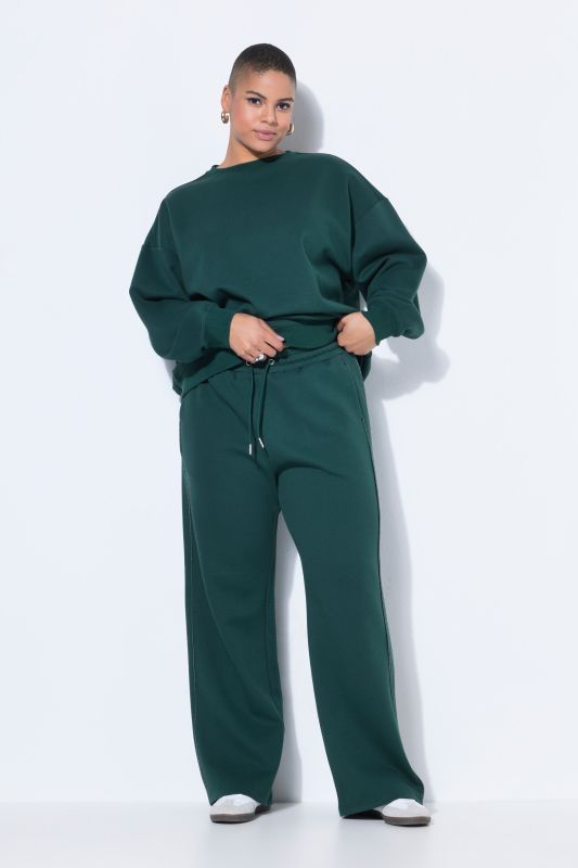 Jogging large à taille haute et passepoil