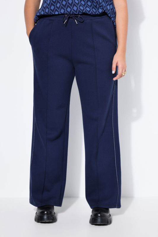 Jogging large à taille haute et passepoil