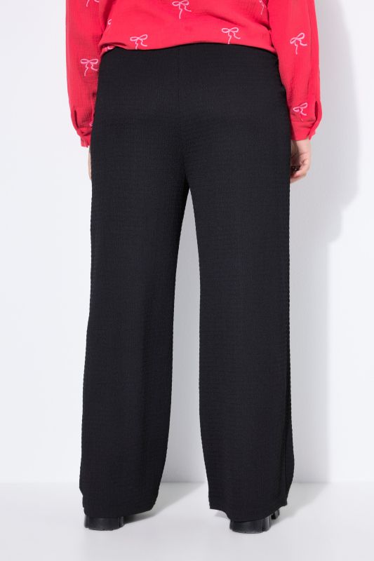 Pantalon large à taille élastique, tissu texturé