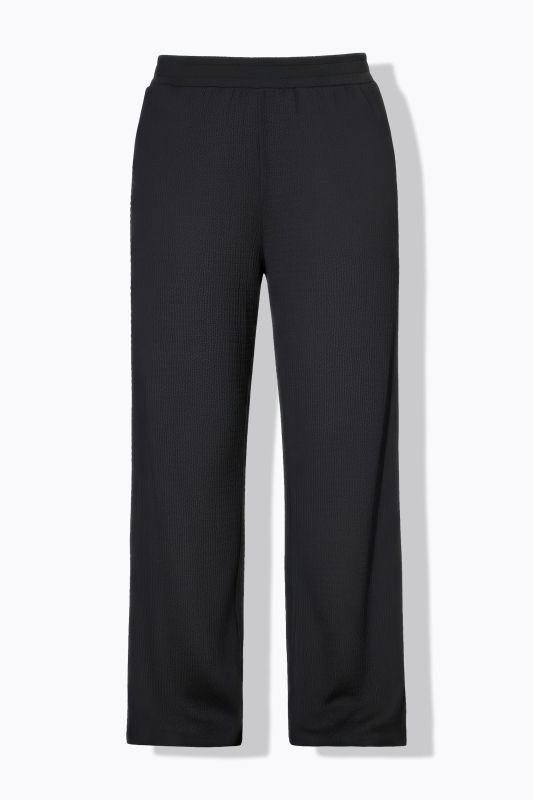 Pantalon large à taille élastique, tissu texturé