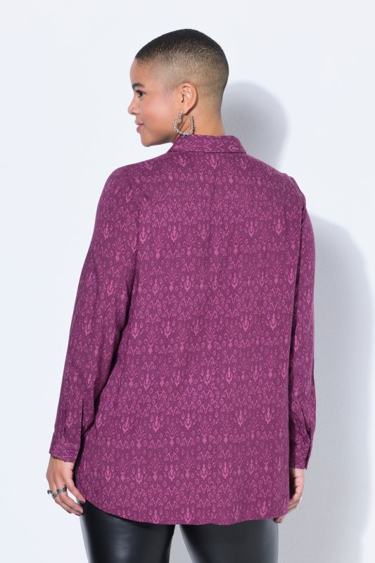 Chemisier droit à manches longues et motif cachemire