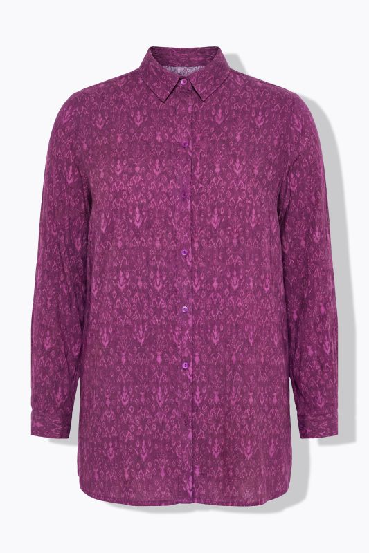 Chemisier droit à manches longues et motif cachemire