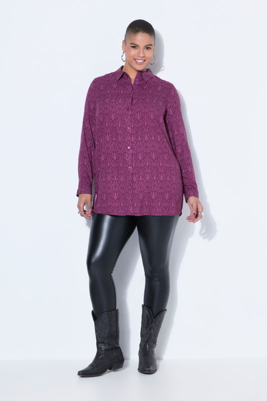 Chemisier droit à manches longues et motif cachemire