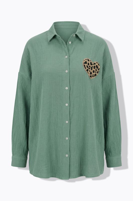 Chemisier oversize en mousseline, patch cœur