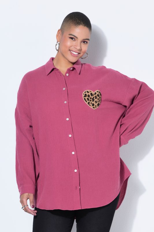 Chemisier oversize en mousseline, patch cœur