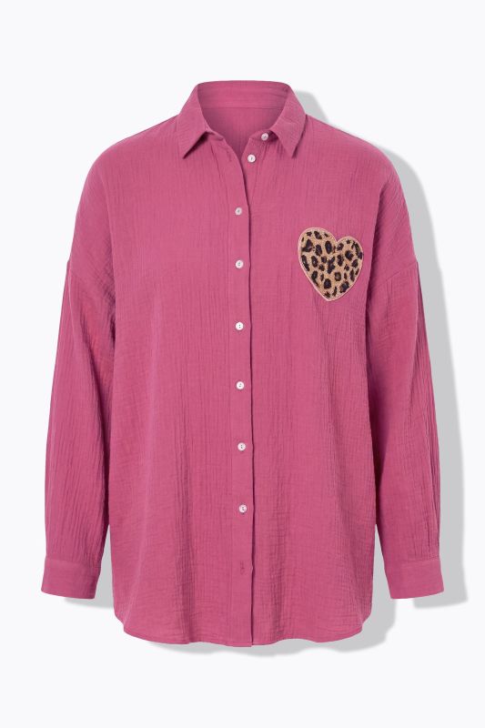 Chemisier oversize en mousseline, patch cœur