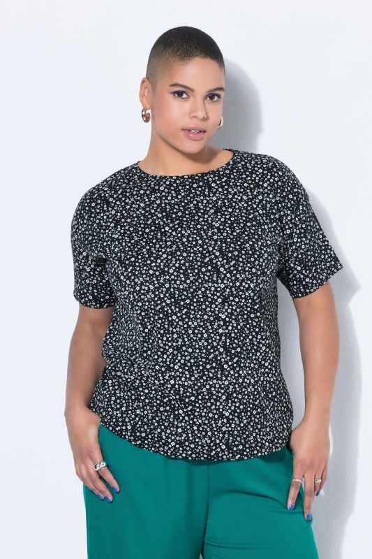 T-shirt oversize, imprimé fleurs minimaliste