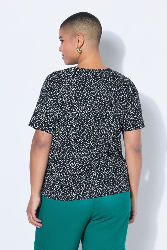 T-shirt oversize, imprimé fleurs minimaliste