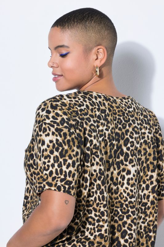 T-shirt oversize à motif léopard