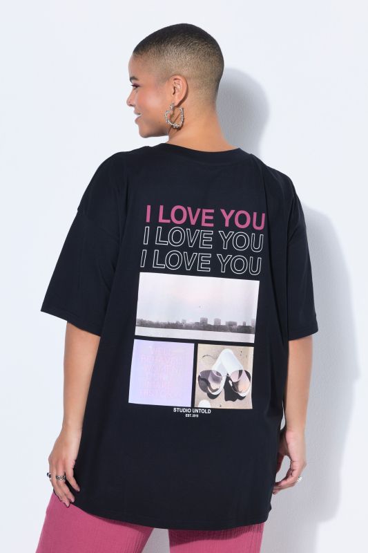 T-shirt oversize avec message imprimé et photo