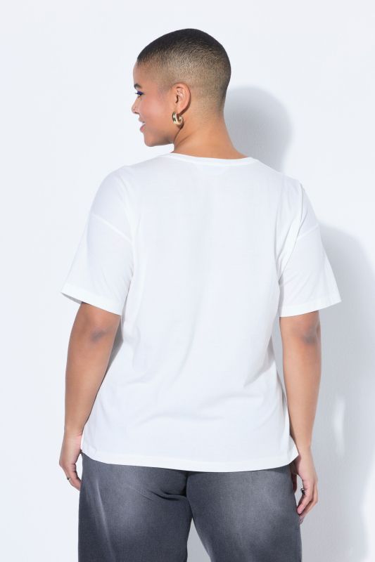 T-shirt oversize, imprimé photo et perles fantaisie