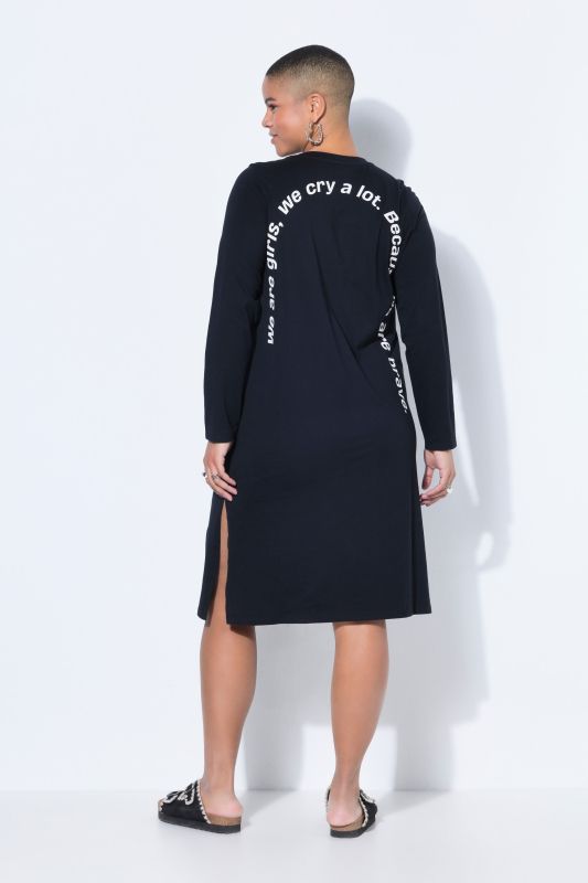 Robe évasée en jersey, coupe midi à manches longues, imprimé arc