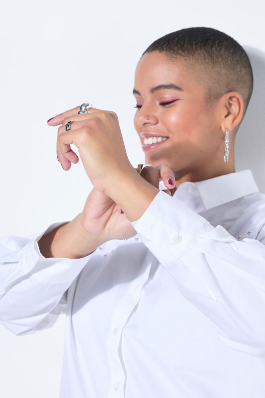 Chemisier oversize à rivets fantaisie