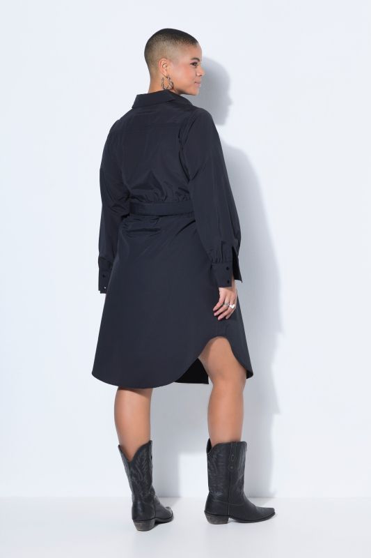 Robe chemisier cintrée, mi-longueur, ceinture nouée