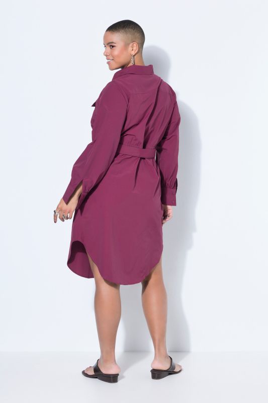 Robe chemisier cintrée, mi-longueur, ceinture nouée