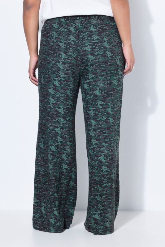 Pantalon large à taille haute et motif camouflage