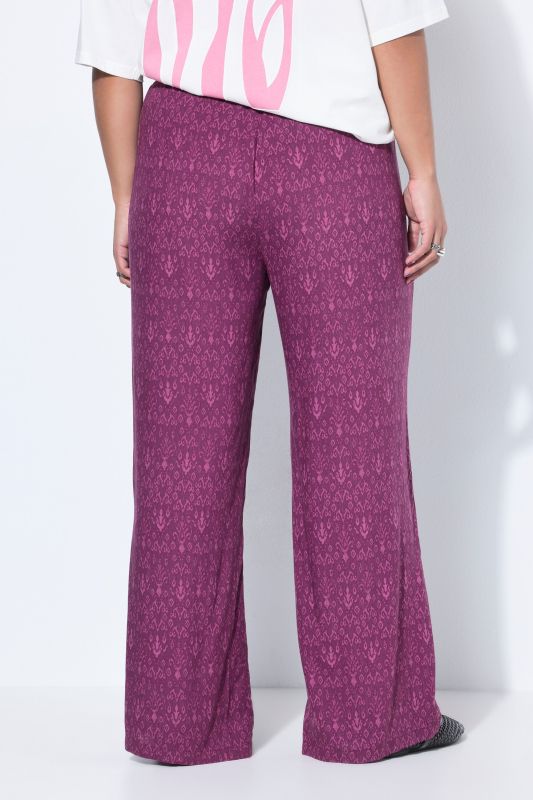Pantalon large à taille haute et motif cachemire