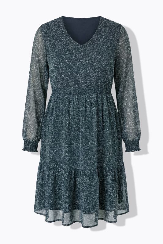 Robe midi évasée, doublure et micro-motif