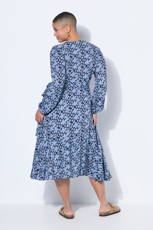 Robe portefeuille maxi, coupe évasée, motif all-over et fond de robe en jersey
