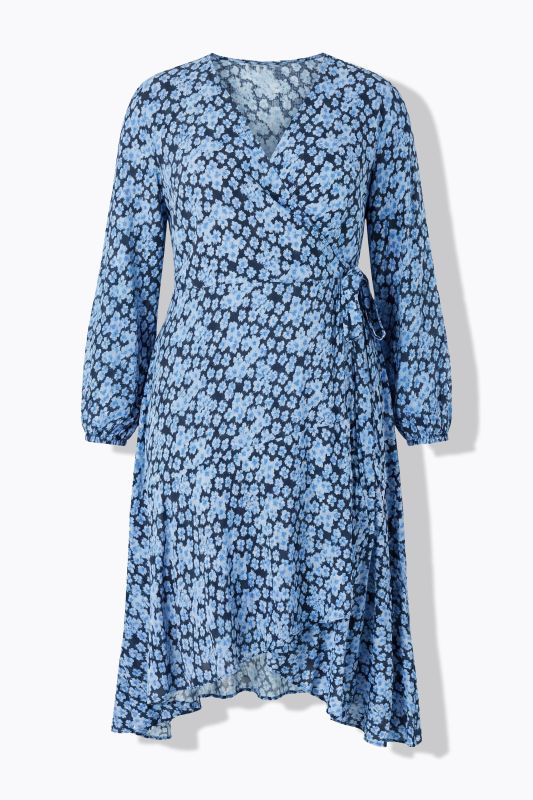 Robe portefeuille maxi, coupe évasée, motif all-over et fond de robe en jersey