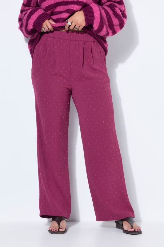 Pantalon large à taille haute, texture à pois