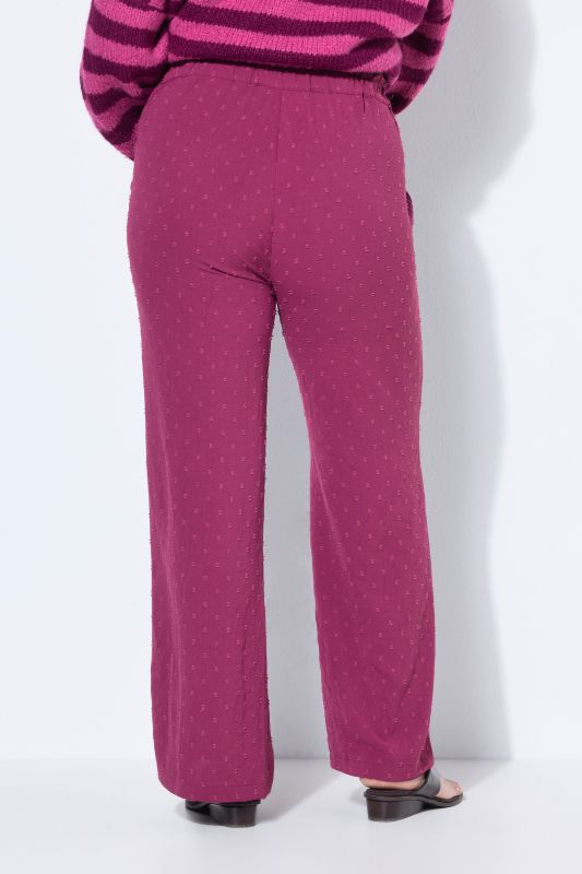 Pantalon large à taille haute, texture à pois