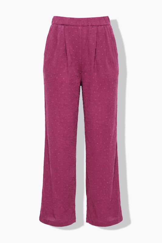 Pantalon large à taille haute, texture à pois