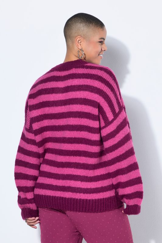 Pull oversize en maille épaisse, rayures multicolores