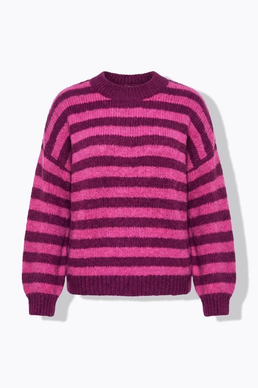 Pull oversize en maille épaisse, rayures multicolores