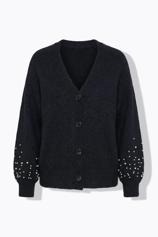 Cardigan oversize à manches ballon avec des perles fantaisie