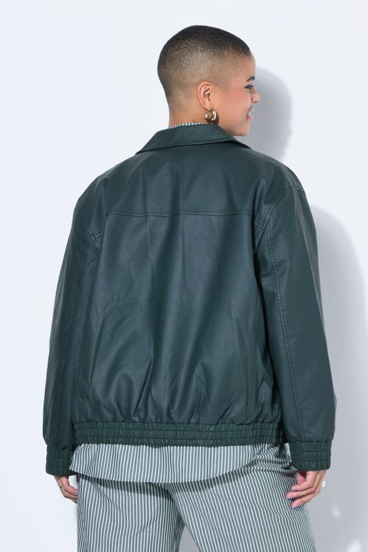 Blouson oversize, coupe boxy et matière PU à effet usé