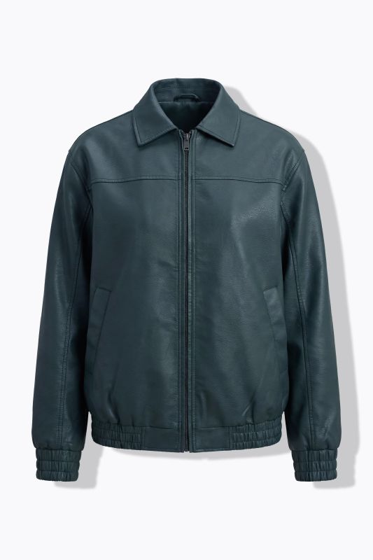 Blouson oversize, coupe boxy et matière PU à effet usé