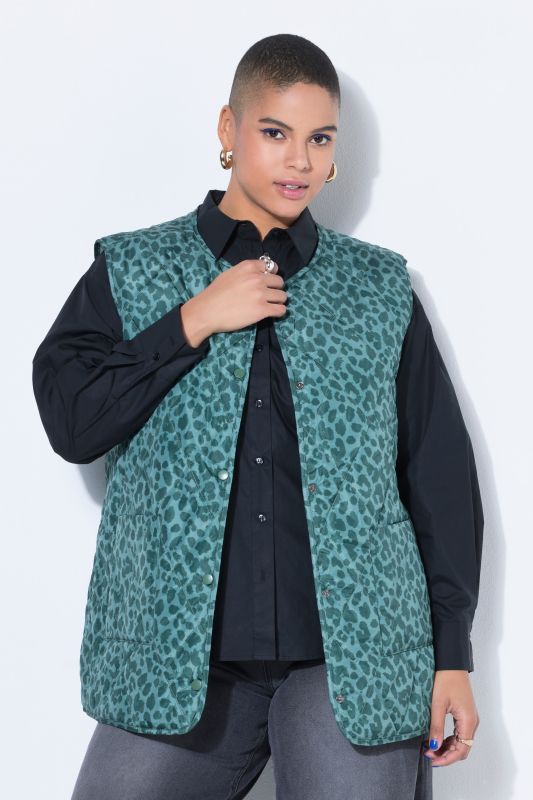 Gilet matelassé léger, coupe oversize et motif léopard
