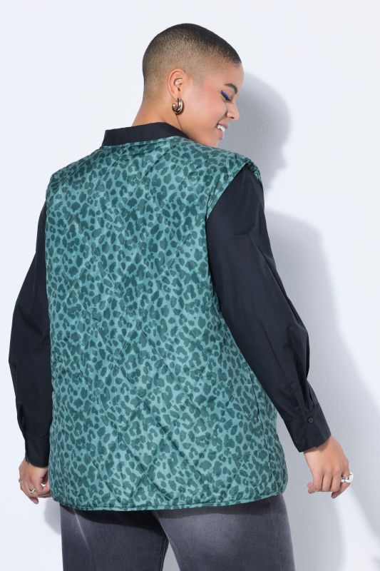 Gilet matelassé léger, coupe oversize et motif léopard