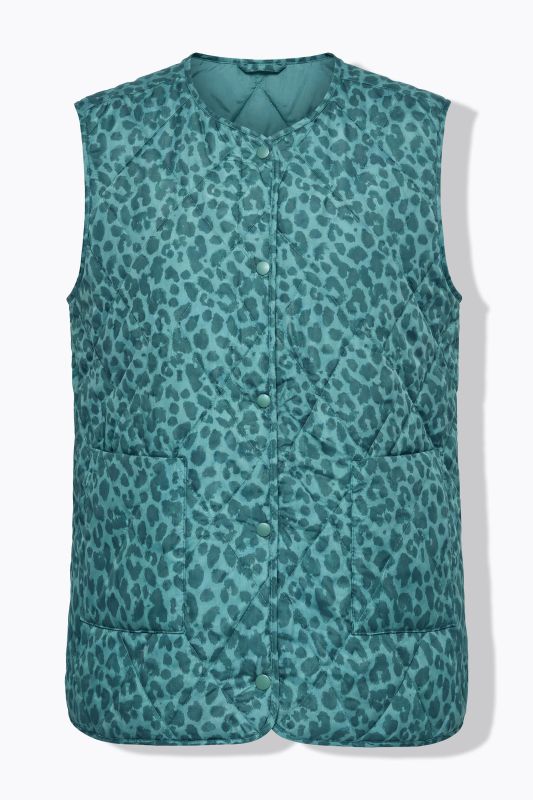 Gilet matelassé léger, coupe oversize et motif léopard